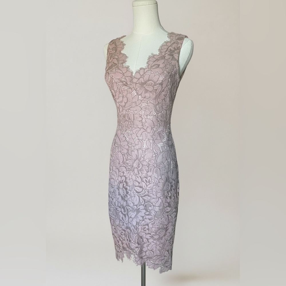 Eliza J Dusty Mauve Lace Sheath Dress V-Neck Size 0